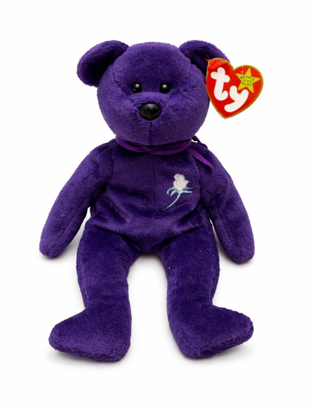 Ty Beanie Baby Princess Bear 1997 Purple Diana Memorial Fund PE Pellets. RARE